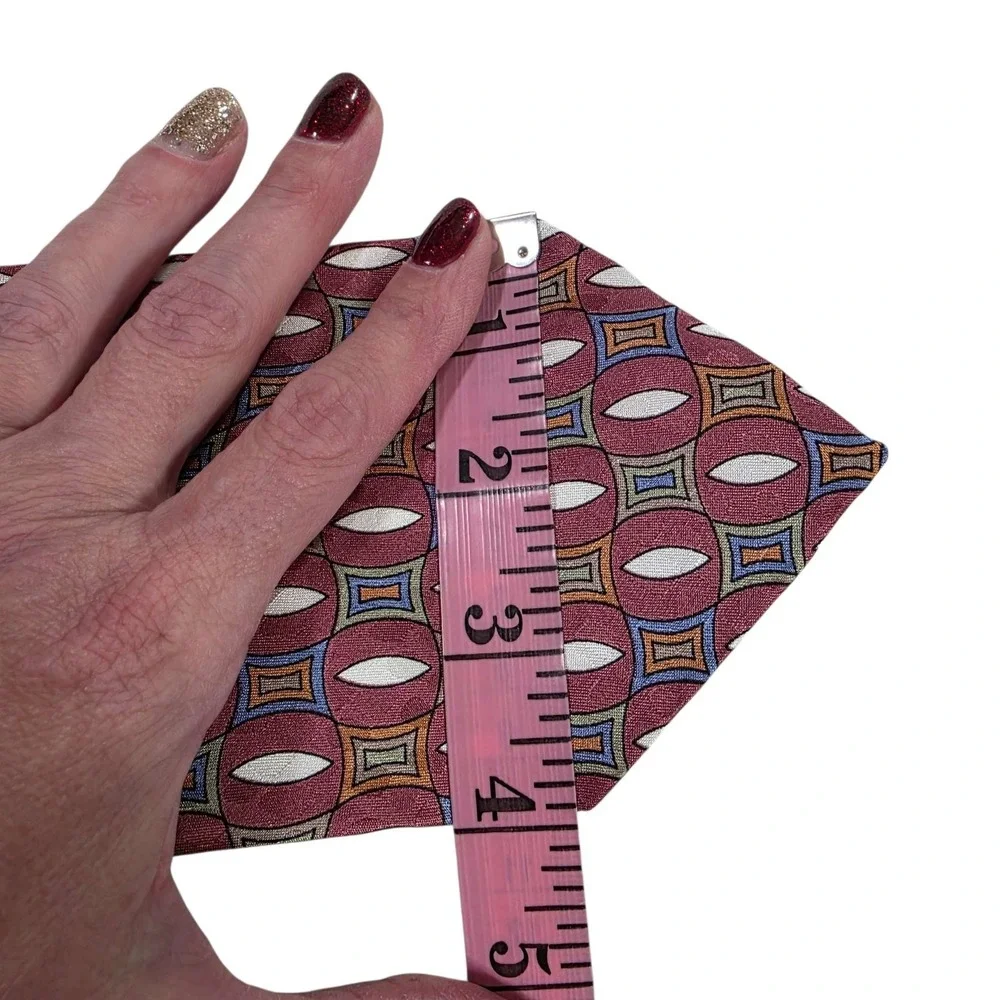 VITO by VR Mens Silk Tie Burgundy Geometric Pattern Necktie Hand Made‎ in Italy